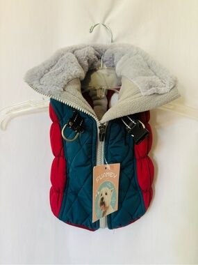 Quilted Dog Puffer Vest Harness Coat Small